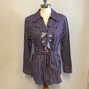 Jones New York Purple Striped Blouse, L